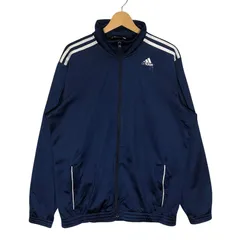 adidas アディダス ナイロンジャケット スリーライン ジップアップ ライトアウター 長袖 ワンポイントプリント トラックジャケット ベトナム製 ネイビー