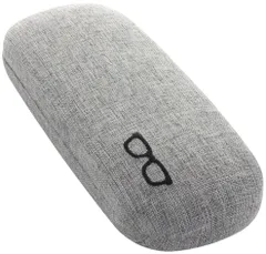 メガネケース メタル ハード ラウンド コンパクト おしゃれ ファブリック 生地 かわいい ワンポイント 眼鏡刺繍モチーフ メンズ レディース 兼用 グレー 2235-01