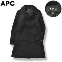 【美品】 ウクライナ製 アーペーセー APC カシミヤ混 ウール チェスター コート サイドベンツ 総裏地 比翼 38 ブラック レディース