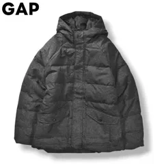 【美品】 ギャップ GAP フーデット ダウン ジャケット ラグランスリーブ ウィンドブレーカー ジャンパー キルティング L ダーク グレー メンズ