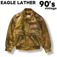 【本革】 90s ヴィンテージ イーグル レザー EAGLE LATHER A－2 TYPE 牛革 レザー ジャケット ブルゾン キルティング 総裏地 L ブラウン メンズ