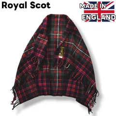 【美品】 英国製 ロイヤルスコット Royal Scot ひざ掛け ブランケット マフラー ストール ショール タータンチェック柄 レッド x ネイビー x グリーン レディース ♪