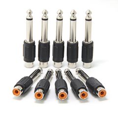 RCA フォン 変換 プラグ 10個セット 6.35mmモノラルオス-ピンジャックメス eBayson ミキサー アンプ スピーカー インタフェースなど用 標準プラグ オーディオアダプタコネクタ