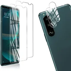 【4枚セット】2枚 FOR Sony Xperia 5 III SO-53B/SOG05 用のガラスフィルム + ２枚 FOR Xperia 5 III SO-53B/SOG05 用の カメラ フィルム 超薄型 強化ガラス 保護フィルム FOR SO-53B/