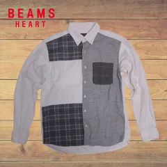 BEAMS HEART ビームスハート チェック柄 切り替え ボタンシャツ M 目を引くデザインが存在感を演出！