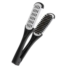 DIZLAS ストレートブラシ ヘアブラシ ツインブラシ ブロー用 トリートメントブラシ 髪 美容ブラシ (ブラック/ホワイト)