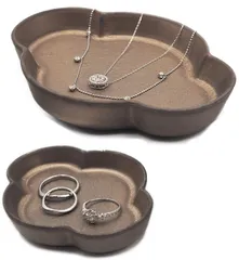 【シンプルモダン】 ［EN.］ 小物置き トレー おしゃれ 小物トレー 小物入れ アクセサリートレイ 玄関 鍵置き トレイ 小物 インテリア小物 ゴールド 北欧 かわいい 小さい 大小2個セット 日本製 美濃焼 プレゼント 【ギフトにも◎】