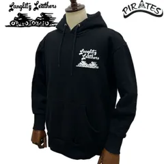 【新品 送料無料】LANGLITZ LEATHERS ラングリッツレザー ヘビーウェイト フーデッドスウェットシャツ (プルオーバーパーカー) Type A (ボディカラー:ブラック/プリントカラー:ホワイト)