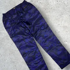 極美品 Mizuno Pro カモ柄 ダウンパンツ ネイビー ブラック 立体ロゴ 金ロゴ