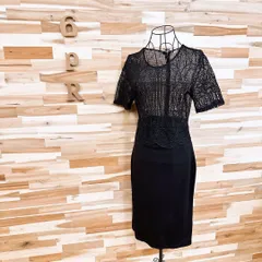 希少【ザラ】メッシュ レース ドッキング タイト ドレス ワンピース L 黒