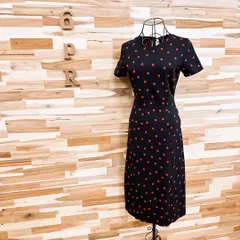 【ザラ】バイカラー ドット クルーネック ロング ニット ワンピース S 黒×赤