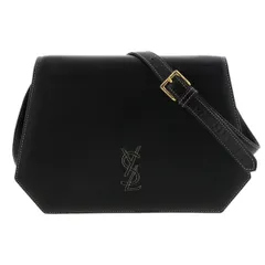 YVES SAINT LAURENT イヴ・サンローラン ショルダーバッグ レザー ブラック レディース クラッチバッグ【中古】