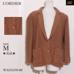 ★美品★ CORDIER コルディア アウターナイロンジャケット　長袖　ボタン付き　ポケット付き　ニット素材　混毛 　ブラウン　 【WAD3470-00】 送料無料　古着　レディース