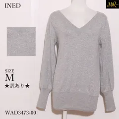 ★訳あり★ INED イネド トップスセーター　長袖　無地　Vネック　ニット素材　アンゴラ毛皮混 　グレー　 【WAD3473-00】 送料無料　古着　レディース