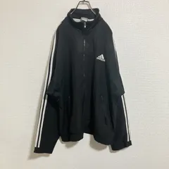 【ロゴ刺繍】90s adidas アディダス　ジャージ　スリーストライプス　黒　XO