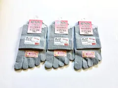 日本製 5本指ソックス レディース 表糸綿100％ 口ゴムなし 22-25cm 3足組（グレー3足）
