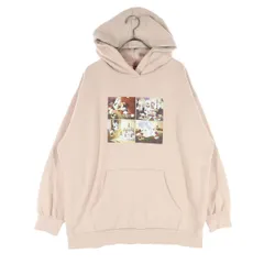 Disney ディズニー プリント 長袖 スウェットパーカー L ピンク レディース 古着