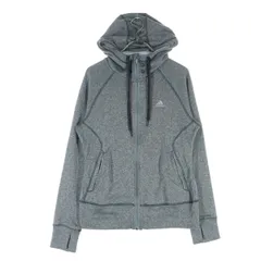 adidas アディダス 裏起毛 ワンポイントロゴ 長袖 ジップパーカー L グレー レディース 古着