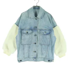 美品 Diagram ダイアグラム ファー袖切り替え デニムジャケット 36 ブルー レディース 古着