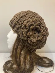 ハンドメイド　ブラウン　ビーニー　ニット帽　ベレー帽