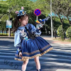 【送料無料】ジュディ・ホップス ロリータワンピース 女児 ドレス プリンセス 春夏秋 2025新作 おしゃれ パーティー プレゼント小さな警官の夢をロリータスタイルで、胸元の名札モチーフが愛らしいプリンセスドレス