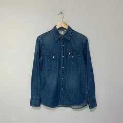 EDWIN ボタン デニムシャツ デニムシャツ y2k ヴィンテージ S ユニセックス