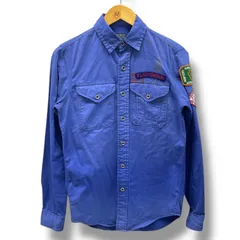 POLO RALPH LAUREN ポロラルフローレン Rod and Gun Club ワークシャツ 刺繍 ワッペン装飾 長袖 710566279001 青 ブルー XSサイズ メンズ 春 秋 ゴーゴー古着マルイ北千住店 No.久1402Y