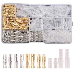 ギボシ端子 3.9mm 金銀 オス メス 端子 収納ケース付き 絶縁スリーブ オス メス セット カバー付き配線接続 圧着 差込 汎用 防水 自動車 バイク スピーカー 360個セット