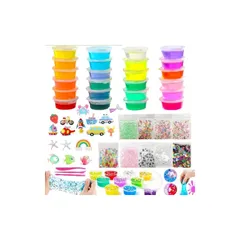 【迅速発送】La Gacela スライムキット 24個水晶粘土 金魚鉢ビーズ 果物切片 手作りツール ストレス解消 子供 小学生 男の子 女の子誕生日 クリスマス プレゼント DIY Slime kit 0