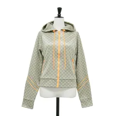 DIESEL ディーゼル ジャケット カーキ系×オレンジ サイズ:XS | Dロゴ フーディ ジップパーカー / トラッカージャケット | 長袖 クロップド丈 総柄 ネオンカラー コンパクト | トップス フーディー【レディース】【中古】