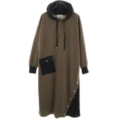 n'Or ノアール 長袖 フード ロングワンピース F カーキ系 裏起毛 レディース 古着