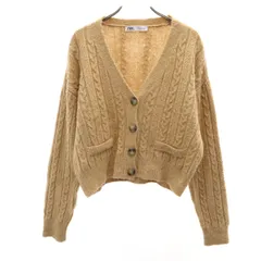 ZARA ザラ 長袖 ニットカーディガン S ベージュ系 レディース 古着