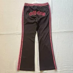 希少カラー　00s　アーカイブ　archive　old adidas　オールドアディダス　ヒップロゴ刺繍　フレアシルエット　トラックパンツ　イージーパンツ　ブラウン×ピンク　M　Y2K　平成ギャル　flare silhouette track pants