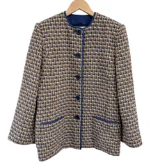 【極美品】★jun ashida　ノーカラー　総柄　シルクジャケット　Ｌ SHIPS（シップス） ジャケット ノーカラージャケット 「接触冷感