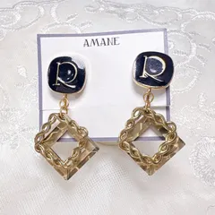 【No.4】ゴールド × 黒 クール イヤリング