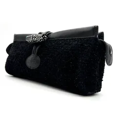 【良品】 Longchamp ロンシャン トグル ポーチ セカンドバッグ ブラック 黒 キャンバス レディース メンズ ユニセックス 男女兼用 レザー ウール