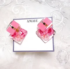 【No.6】ピンク × フラワー イヤリング