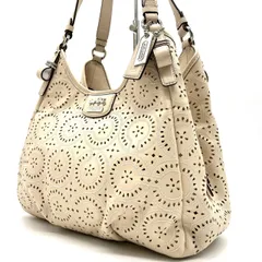 【良品】 coach punching tote bag leather hand bag ladies white chain y2k コーチ トートバッグ