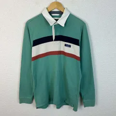 L.L.Bean エルエルビーン ラガーシャツ ボーダー ロゴワッペン アースカラー グリーン Lサイズ メンズ 古着 アメカジ レトロ
