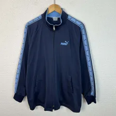 PUMA プーマ トラックジャケット スタンドカラー サイドロゴテープ ネイビー Lサイズ メンズ 古着 スポーツMIX　ストリート