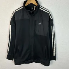 adidas アディダス トラックジャケット スリーストライプス 異素材切り替え ブラック Oサイズ メンズ 古着 スポーツMIX