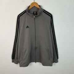 adidas アディダス トラックジャケット スリーストライプス ロゴ刺繍 グレー Mサイズ メンズ 古着 スポーツMIX