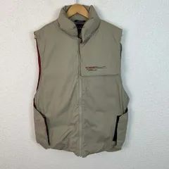 激レア　00s TOMMY JEANS トミージーンズ 中綿ベスト テック系 ジップアップ ロゴ アースカラー ベージュ Mサイズ メンズ 古着 ストリートのサムネイル
