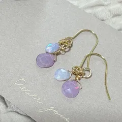 エチオピア産パープルオパール　ピアス　サージカルステンレス