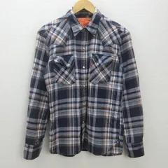 D■リーバイス/Levi's チェック柄 ウエスタンシャツ【M】紺など/MENS■86【中古】■