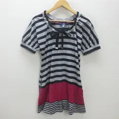 H■バーバリーブルーレーベル/BURBERRY BLUE LABEL ボーダー柄 チュニック ワンピース【38】黒灰色/LADIES■14【中古】