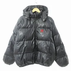 アディダス adidas トレフォイルロゴ 中綿ジャケット コート ブルゾン フーディ M 黒 0318 ■GY09