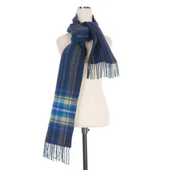 ポールスミス PAUL SMITH カシミヤ混 ストライプ柄 マフラー ストール  ブルー系 PF-1W-88671