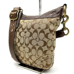 【良品】 COACH コーチ ショルダーバッグ トートバッグ ワンショルダーバッグ シグネチャー 総柄 キャンバス レザー 革 ベージュ 肌色 ユニセックス 男女兼用 メンズ レディース