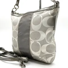 ✨良品✨ COACH コーチ ショルダーバッグ トートバッグ ワンショルダーバッグ シグネチャー 総柄 キャンバス レザー 革 グレー シルバー ユニセックス 男女兼用 メンズ レディース